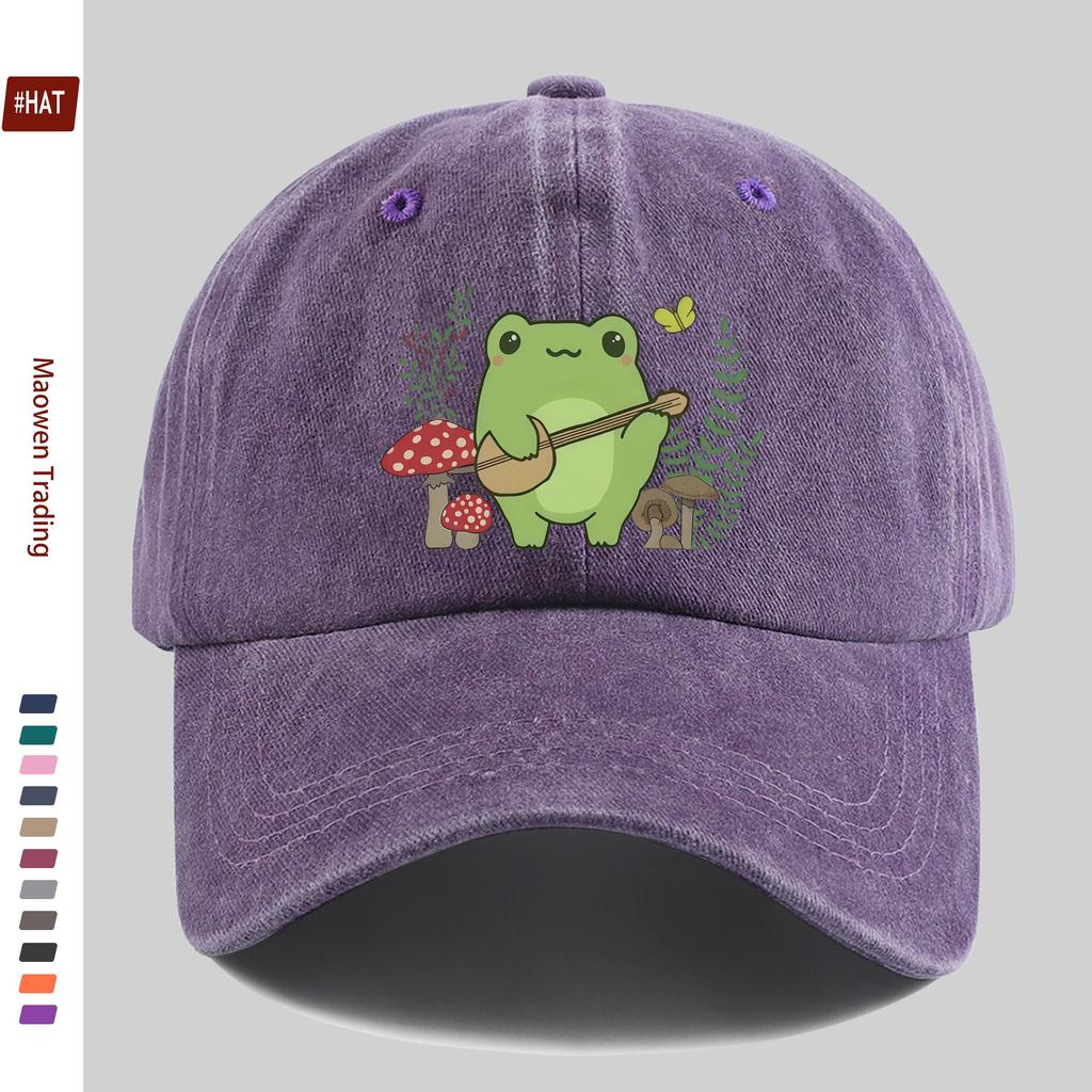 pc Cute Frog Print Baseball Cap Easy Decor Hat for Home Leisure MultiColor Optional Comfortable And Lightweight Adjustable