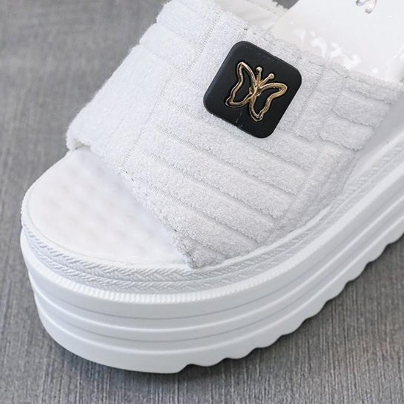 Летние модные женские туфли на каблуке 12,5 см, женские тапочки на высоком каблуке с неглубоким горлом и танкеткой со стразами