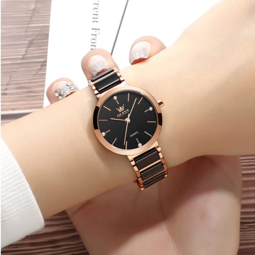 Милые женские часы с браслетом из нержавеющей стали, кварцевым механизмом-хронографом, отделкой из розового золота, простые и стильные, легкие, тонкие, водонепроницаемые, с датой