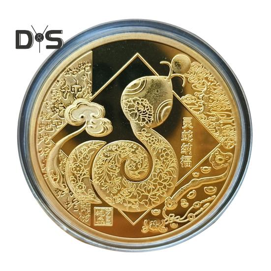 Памятная монета «Змея» 2025 года, коллекционная железная монета в честь китайского Нового года, монета со значком «Год Змеи» для богатства и удачи