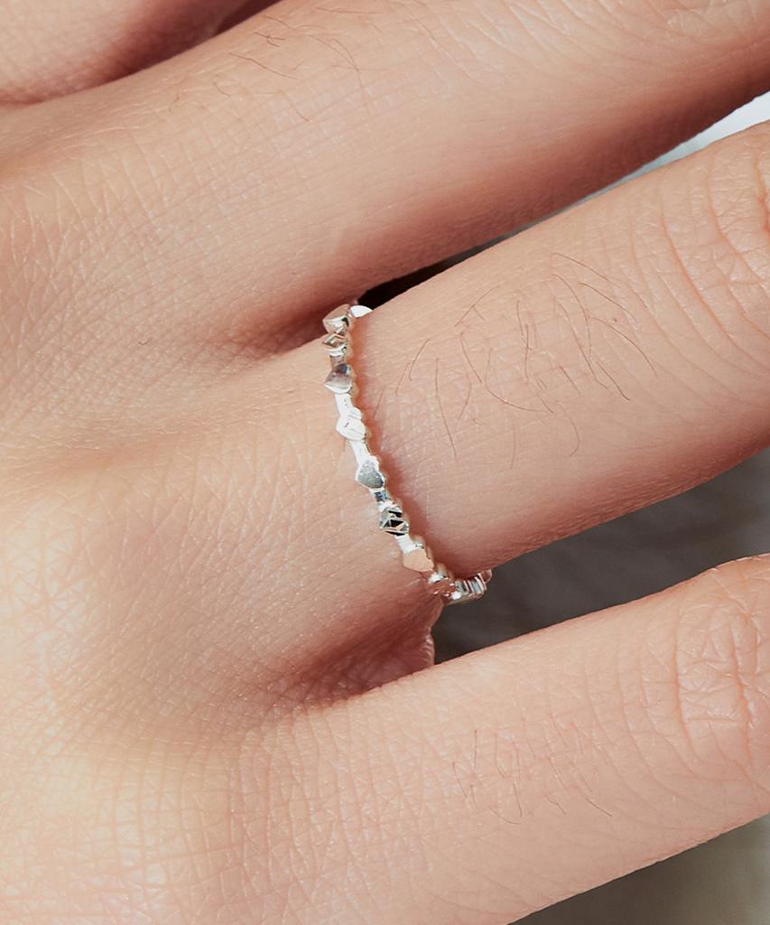 Helene Jewelry Кольцо Мини Сердце Вырез Мост Серебро 925 (Тип C)