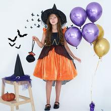 Kids Satin Printed Princess Dress Collection, Halloween Girls Role Play Formal Gown