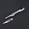 Mini Folding Knife with 10pcs Replacement Blades Titanium Alloy Pocket Knife Keychain Multitool Bottle Opener Unboxing Survival