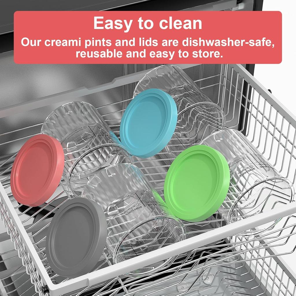 Containers Replacement for Ninja Creami Deluxe Pints Lids Creamy Ice Cream Containers Cups Set Family Size Compatible