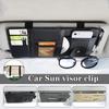 Universal PU Leather Car Sun Visor Organizer Multifunction Glasses Holder Multi-pocket Bills Pen ID Card Phone Storage