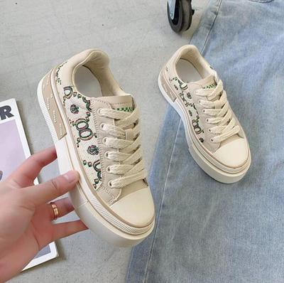 2024 Модные женские туфли с принтом, повседневные женские кроссовки на вулканизированной платформе с противоскользящей подошвой, женские летние туфли на платформе для ходьбы