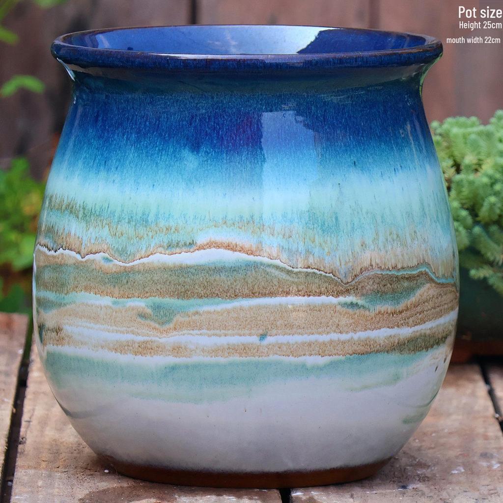 Большой керамический горшок ручной работы для суккулентов и орхидей - Дышащий, Грубозернистый глиняный горшок для бонсай