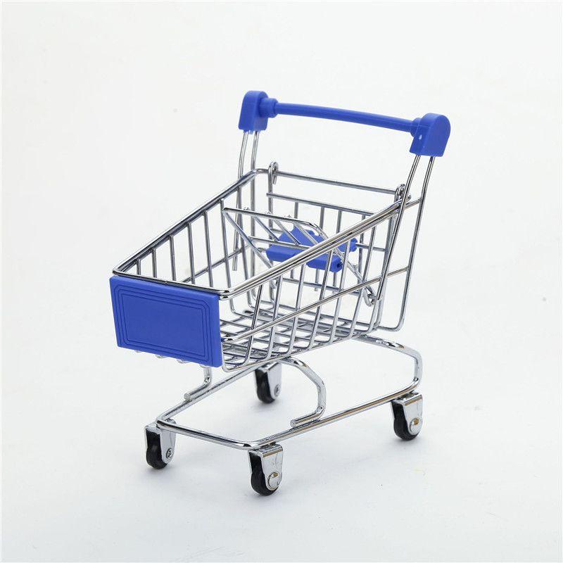 Delightful Mini Metal Shopping Trolley And Multi-functional Basket Toy For Engaging Kids Role Play