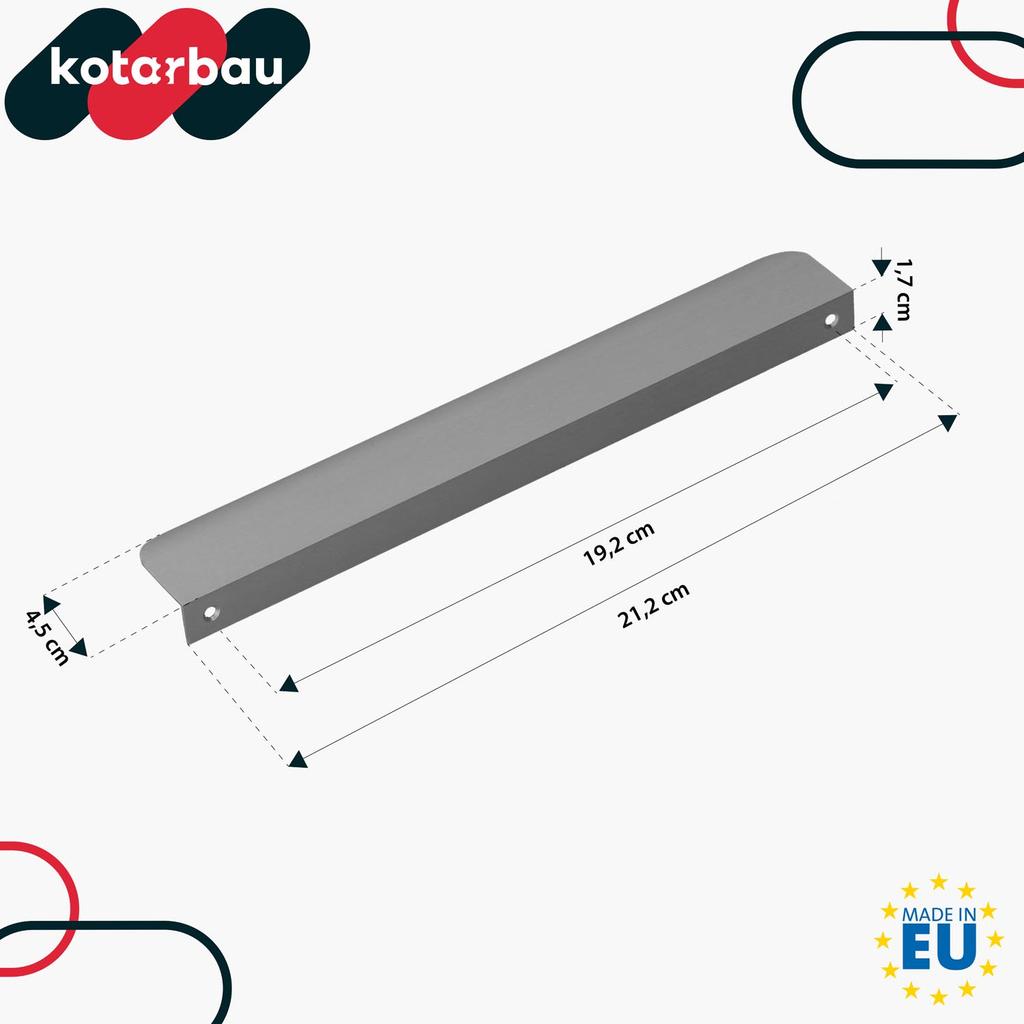Modern Aluminum Silver Edge Furniture Handle 212 mm 6 pieces