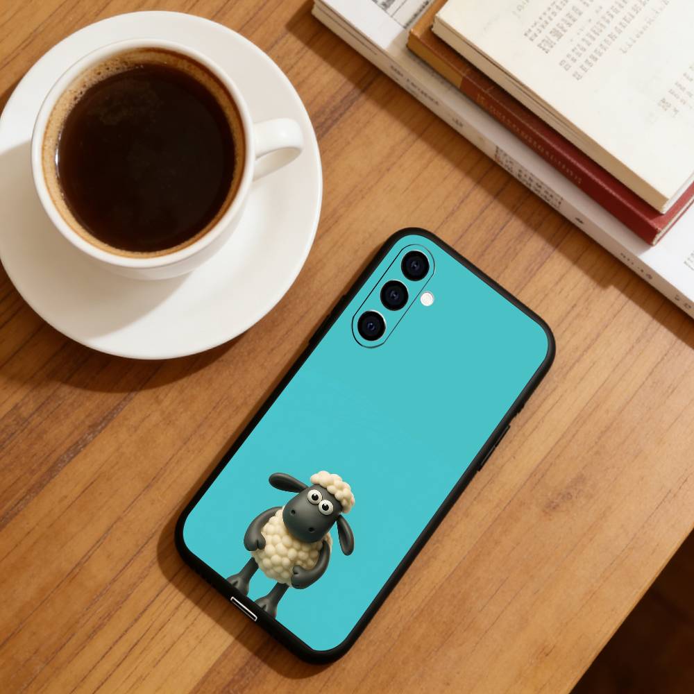 Shaun the Sheep Phone Case For Samsung Galaxy A73,A72,A71,A70,A53,A52,A51,Soft Silicone Black Cover