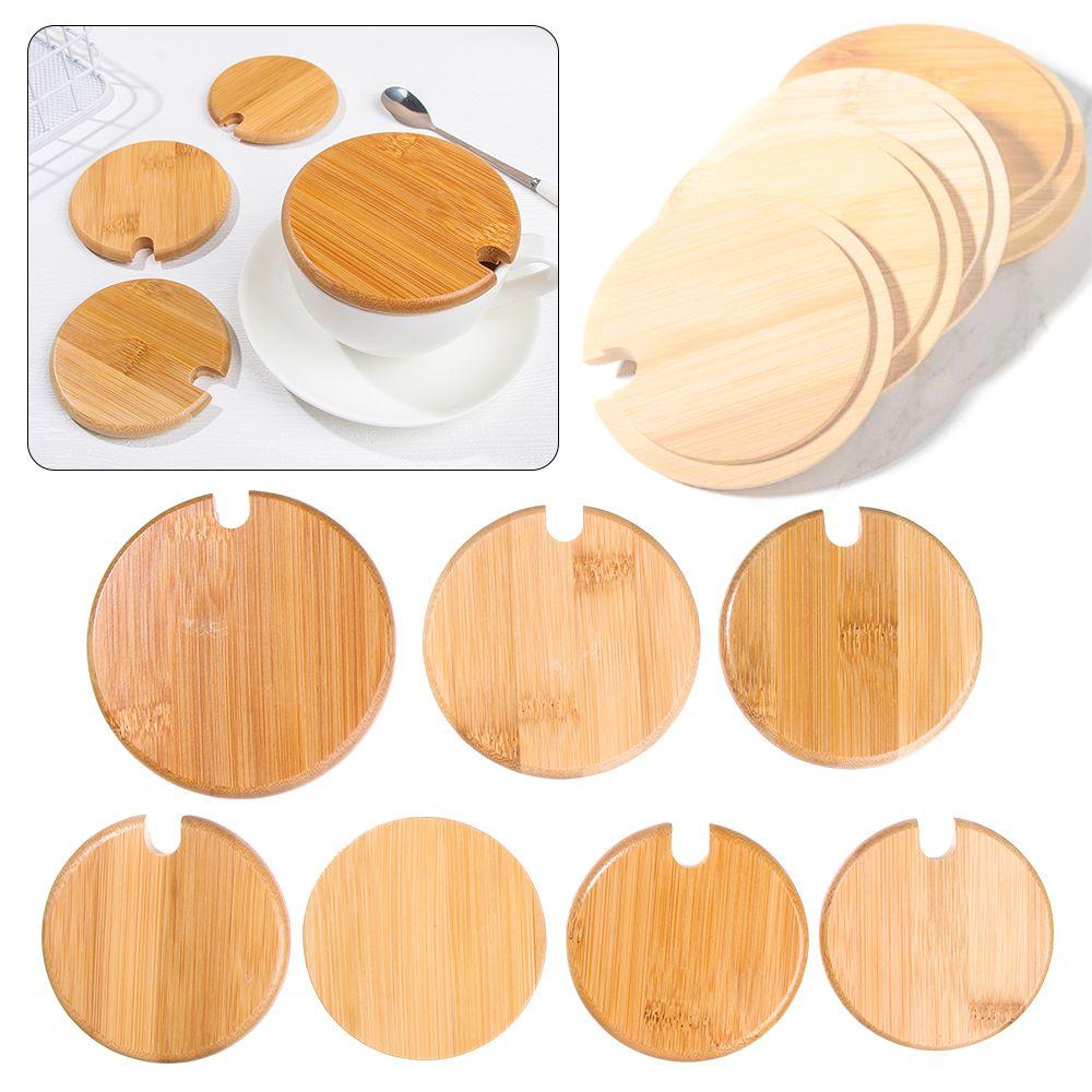 Mason Jar Cap Wide Mouth Can Wooden Lids Seasoning Bottle Caps Lid With Spoon Hole Mug Cover