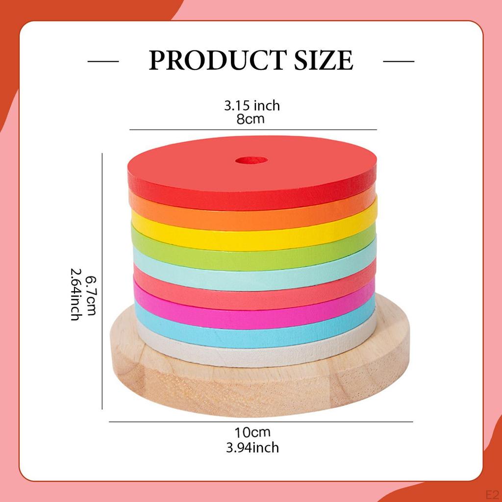 Деревянная игрушка для сортировки и stacking, сортер форм, пазлы, многоразовые, разноцветные, для дня рождения, круглые блоки