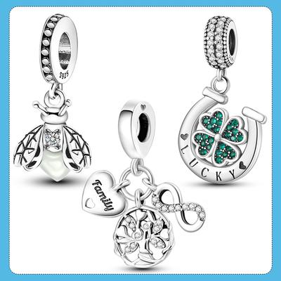 925 Серебряных Подвесок Семейное Древо Жизни Счастливый Клевер Подвеска Подходит Модные Стильные Браслеты Омен Ювелирные Изделия
