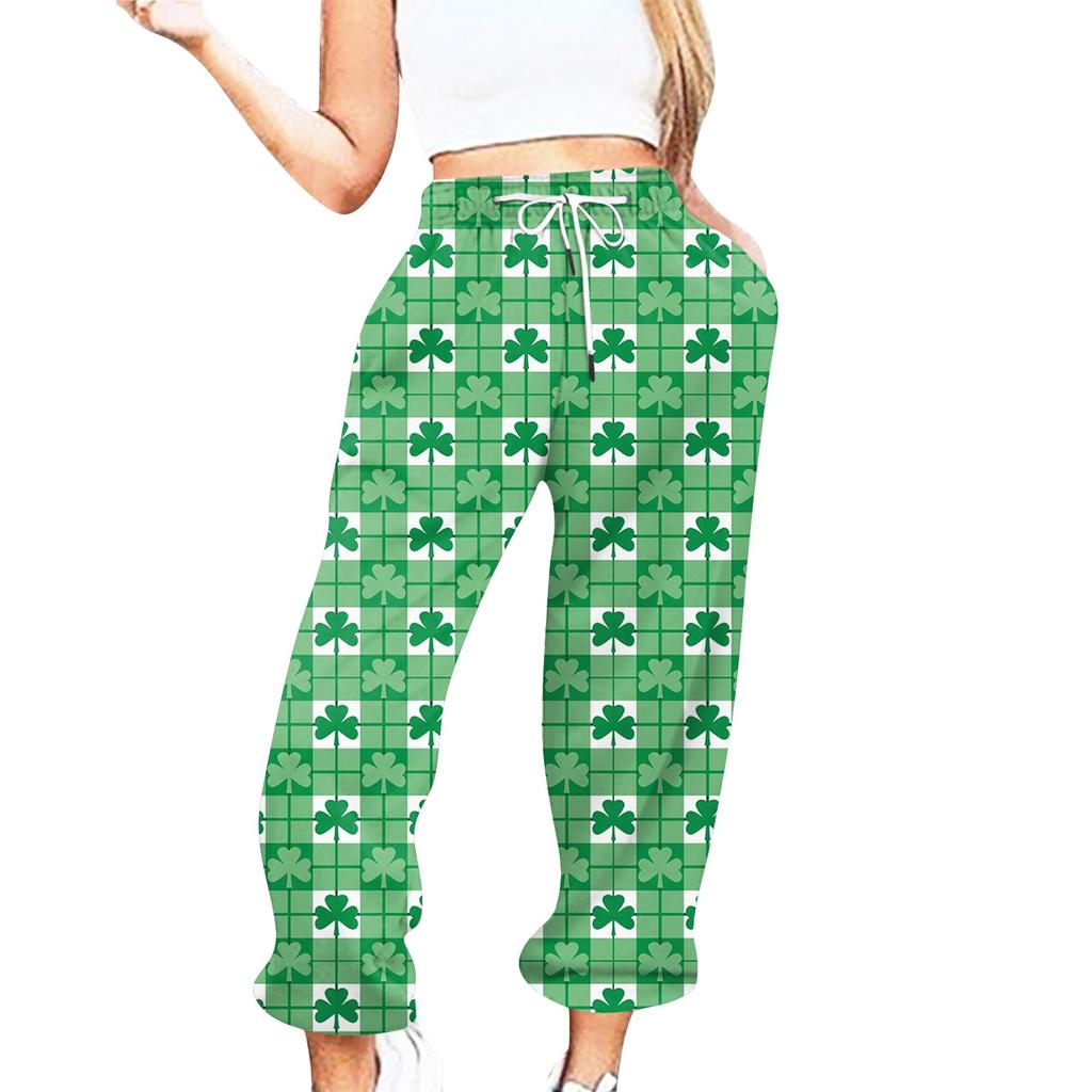 Women's Casual St. Patrick's Day Print Casual Drawstring Elasticated Waist Drawstring Pants