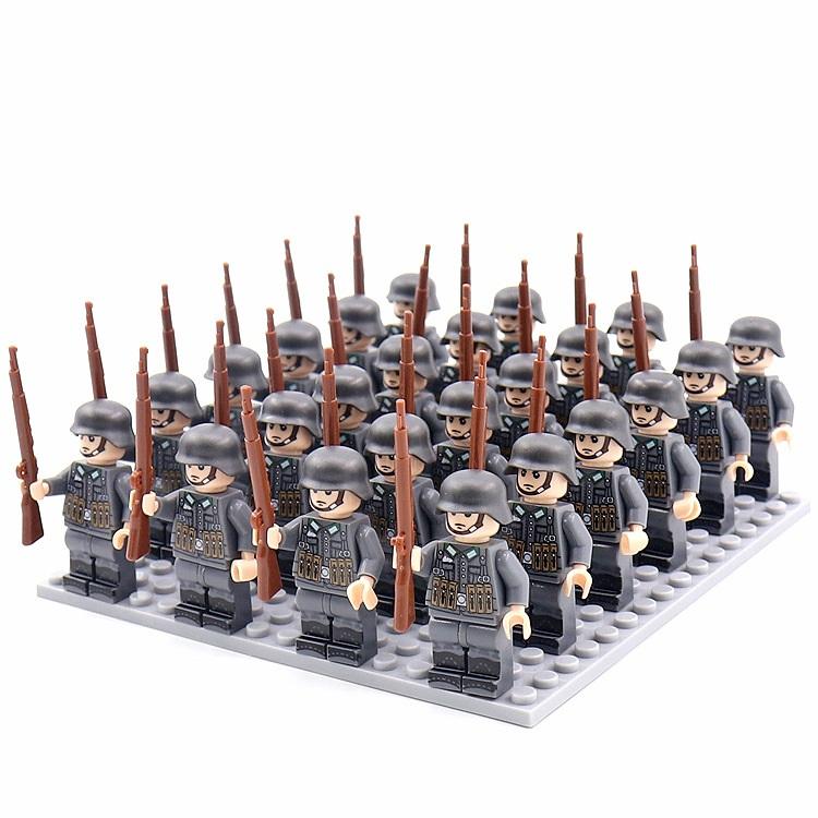 24PCS/SET World War II Military Soldiers Rifle Weapons Gun Figures Parts Blocks Assembly DIY Model Building Kits Toys