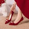 Женские новые классические модные повседневные красные туфли на высоком каблуке с тонким каблуком и острыми носами, туфли на высоком каблуке для банкета и свадьбы