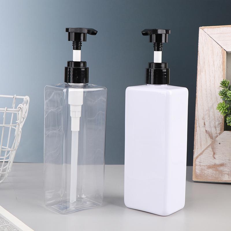 Квадратные пластиковые ПЭТ-бутылки с помпой, 500 мл, многоразовые и прочные – для лосьона для тела, геля для душа, шампуня и жидкого мыла