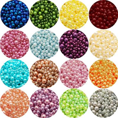 Творческий популярный круглый DIY горячая распродажа жемчуга ABS высокое качество 150 шт./упак. цветной искусственный жемчуг для изготовления ювелирных изделий с отверстиями смешанный размер бусины для рукоделия