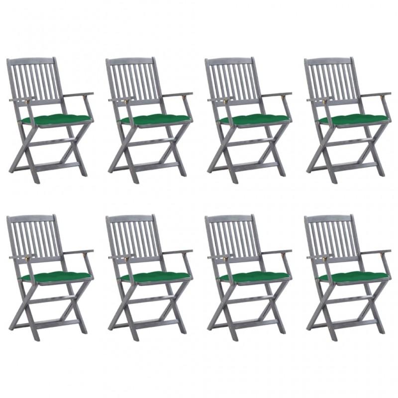 Day and Night - Day and Night Folding Garden Chairs 8 Units and Cushions Solid Acacia Wood