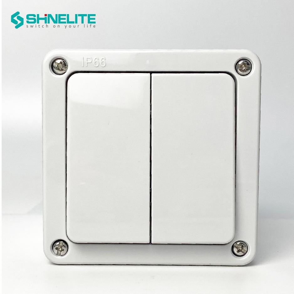 Shinelite 2-клавишный водонепроницаемый электротехнический выключатель IP66, настенный выключатель UK для улицы IP66
