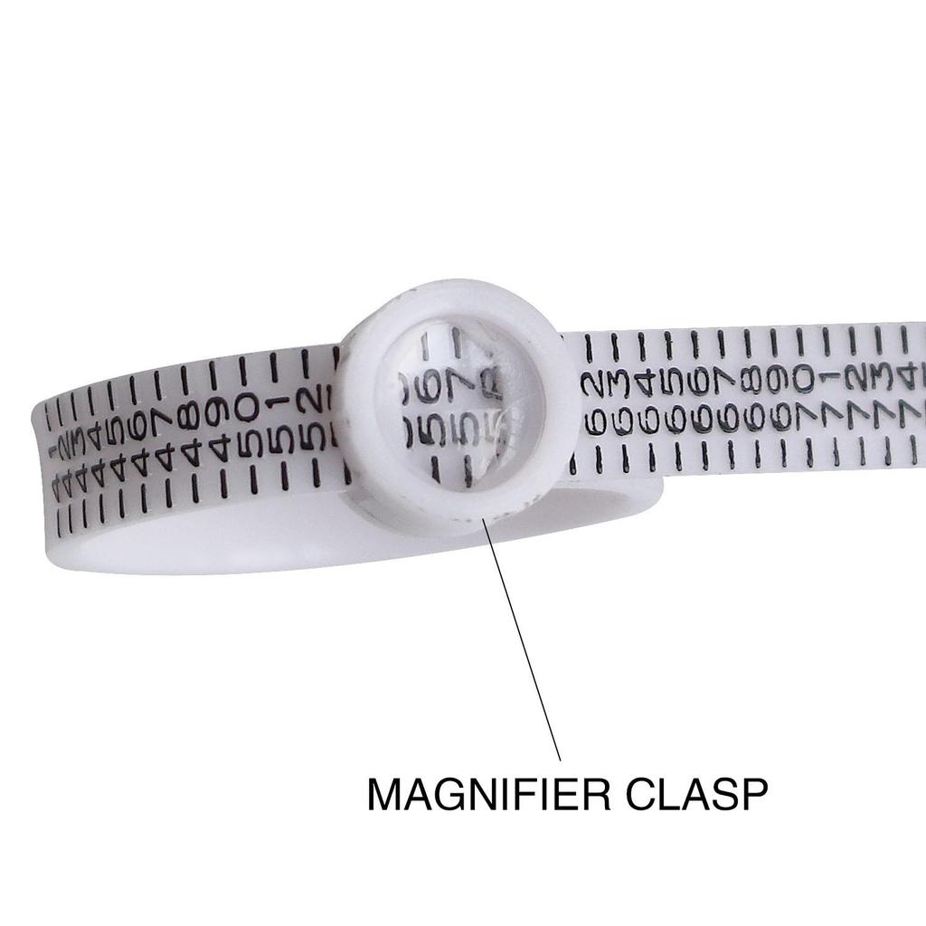 Набор измерительных инструментов для европейского кольца, размер 41-76, белый пластиковый калибр для пальцев, ремень с лупой, лупа, инструменты для измерения ювелирных изделий