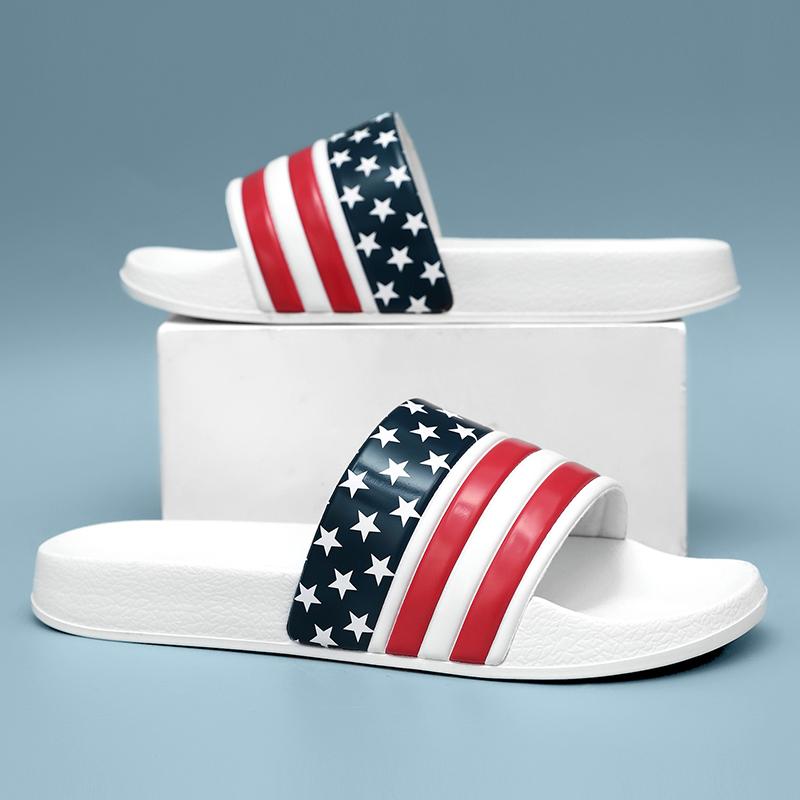 Тапочки с американским флагом, домашние тапочки для мужчин, роскошные летние туфли 2024 года, мужские оригинальные шлепанцы Cloud Slipper Flip Flop