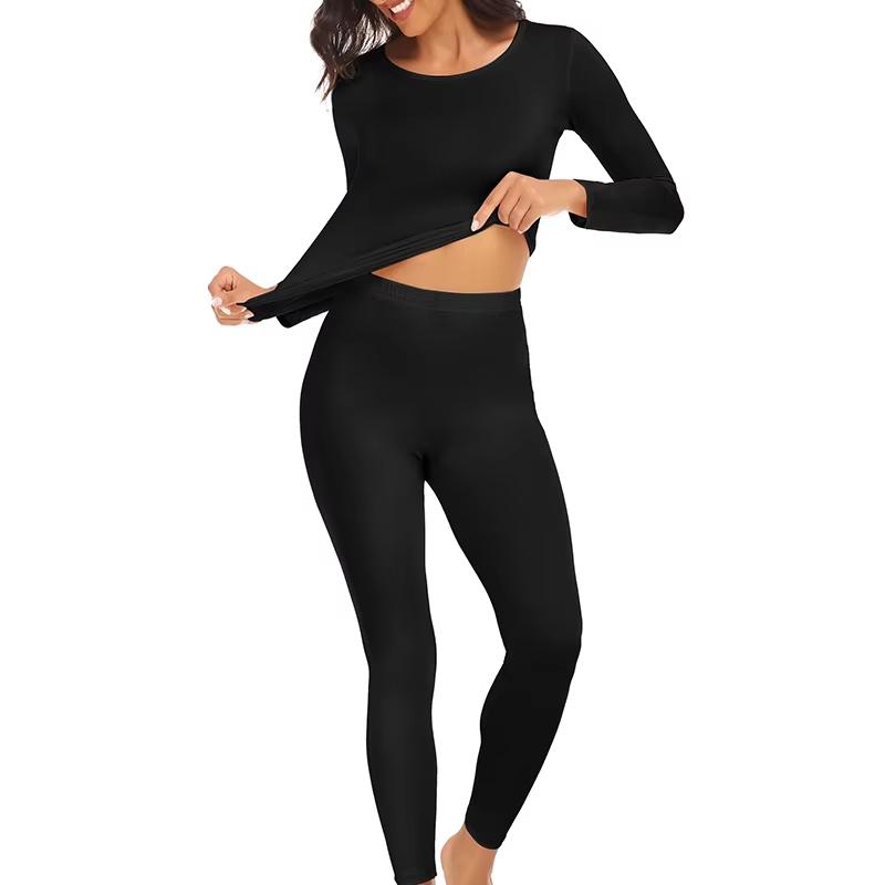 2 Pieces Long John Top And Pant Thermal Underwear Suits Women Autumn Winter Under Layer Clothes Seamless Warm Sets