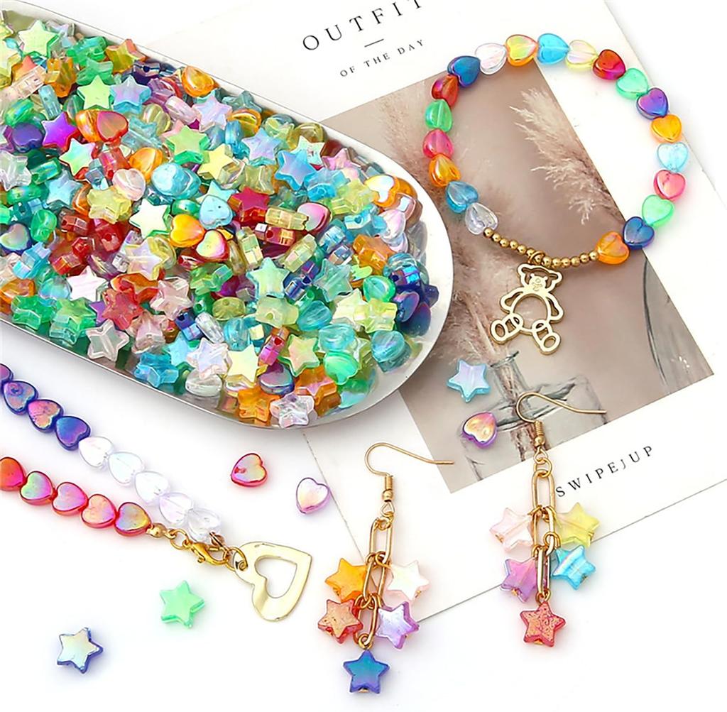 Heart Acrylic Beads Jewelry Making 8.5*9mm Loose Beads Necklace Bracelet Pendant 50Pcs AB Color DIY For