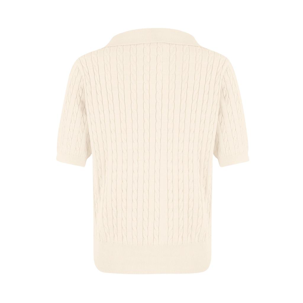 Women's Fashionable Short Sleeved V-neck Solid Color Knitted Pullover