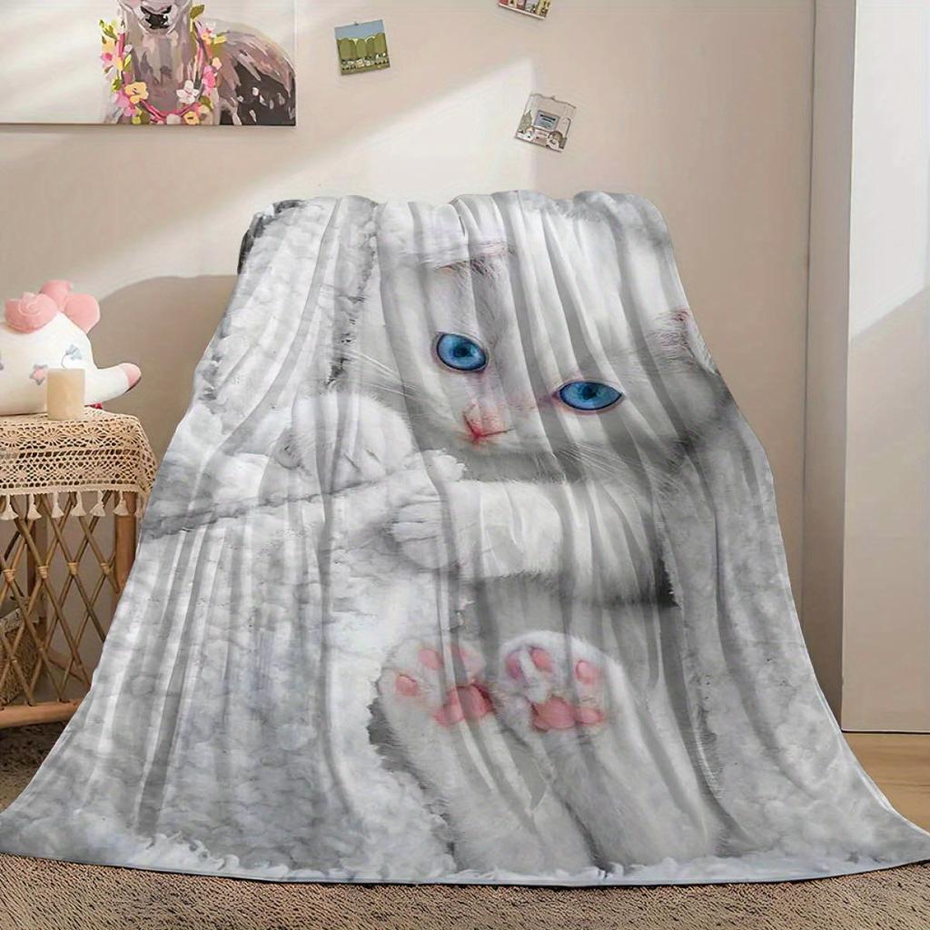 Милый Фланелевый Плед с Принтом Кошек Люблю кошек Семейный Плед Накидка Домашний Диванный Плед Пледы для Перерыва на Обед Детские Студенческие Пледы Подарки