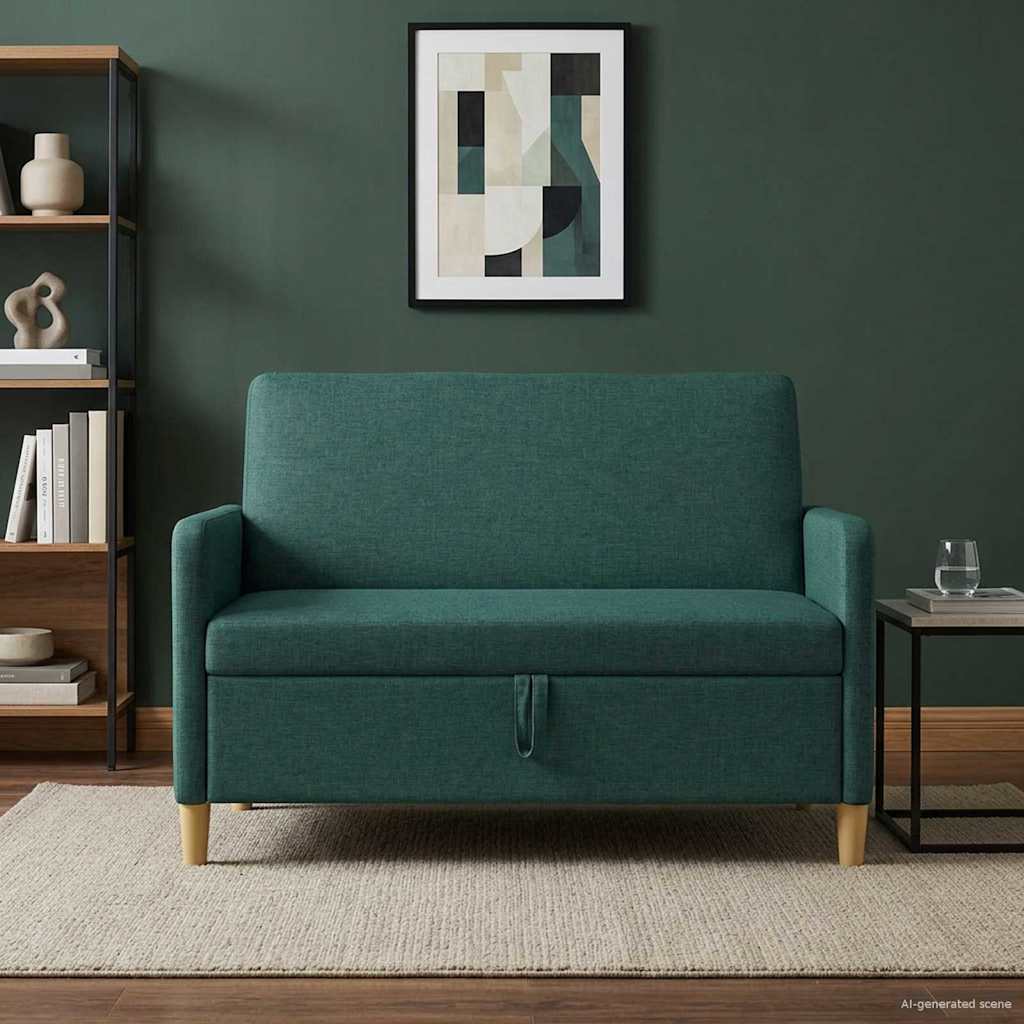 Storage Sofa in Dark Green 122 x 78 x 87 cm Polyester