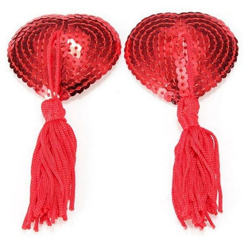 Секс-продукт Пайетки Накладки на соски для женщин Нижнее белье Длинная кисточка Грудь Бюстгальтер Пастилки Наклейки Самоклеящиеся Форма сердца Наклейки на грудь