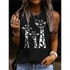 2024 New Giraffe Print Ladies Tank Top Outdoor Street Ladies Fashion Tank Top Everyday Casual Women's Crew Neck Tank Top