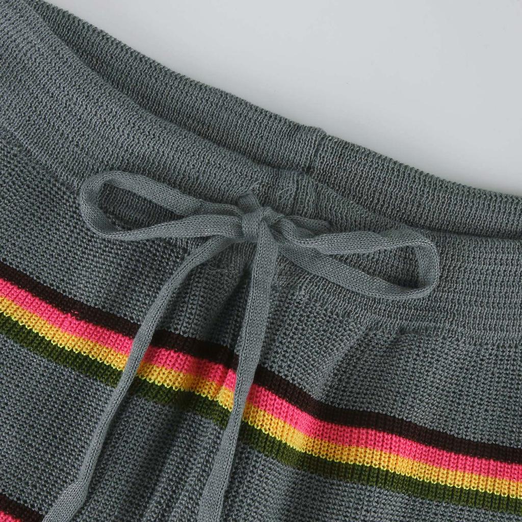 Women's 2 Piece Outfits For Women Oversized Striped Sweaters Sets