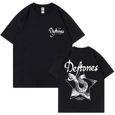 Музыкальная группа Deftones Частная Музыкальная Графическая Футболка Змеиный Принт Футболки Мужские Женские Повседневный Хлопок Винтажные Футболки Оверсайз Футболка