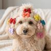 16pcs Multicolor Pet Hair Clip Soft Fabric Pet Bow Clip Cute Look Puppy Hair Bow  Party Decoration