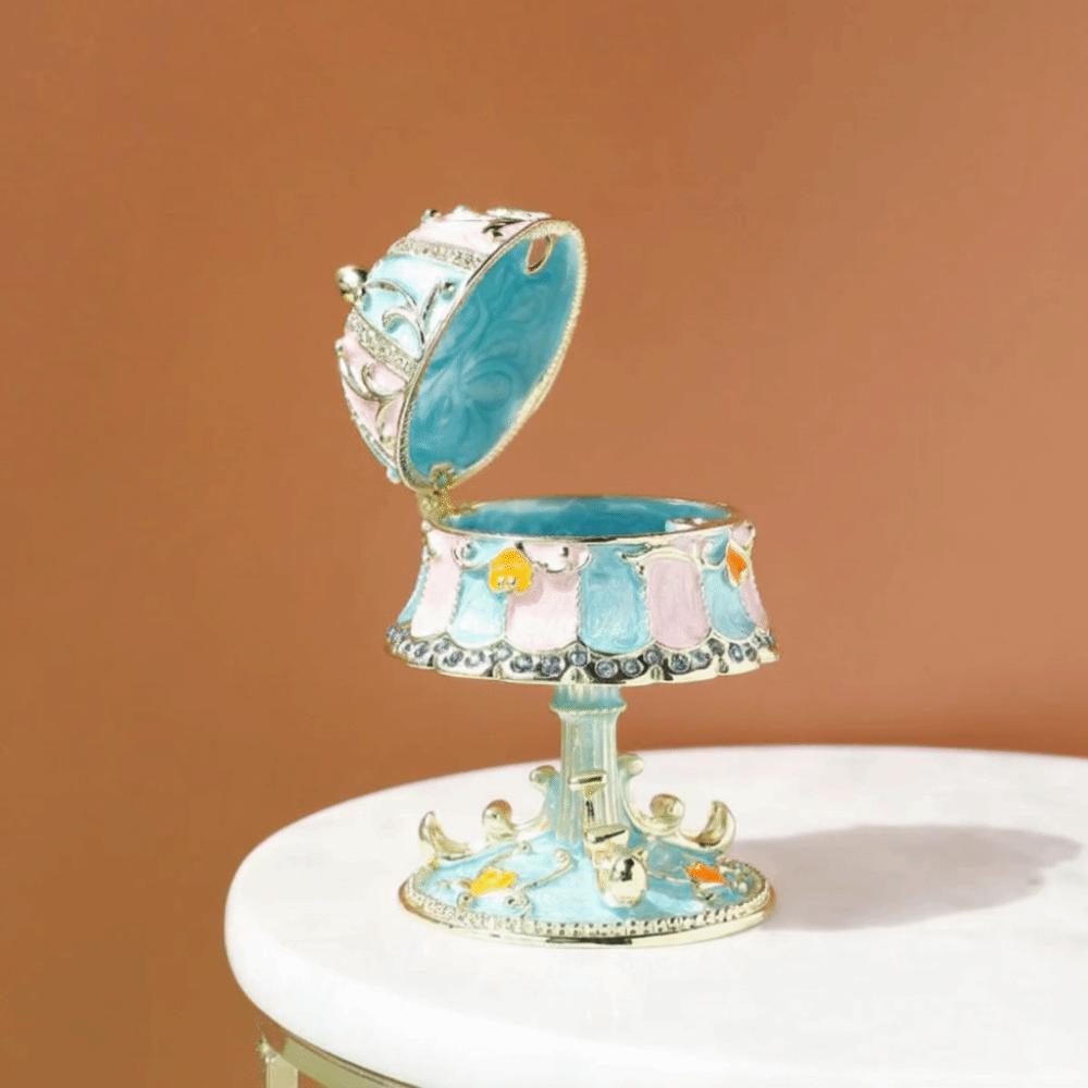 Luxury Enamel Enamel Jewelry Box Metal Diamond Crystal Rhinestones Home Storage Ornament Hand-Painted Enamel Exquisite Design