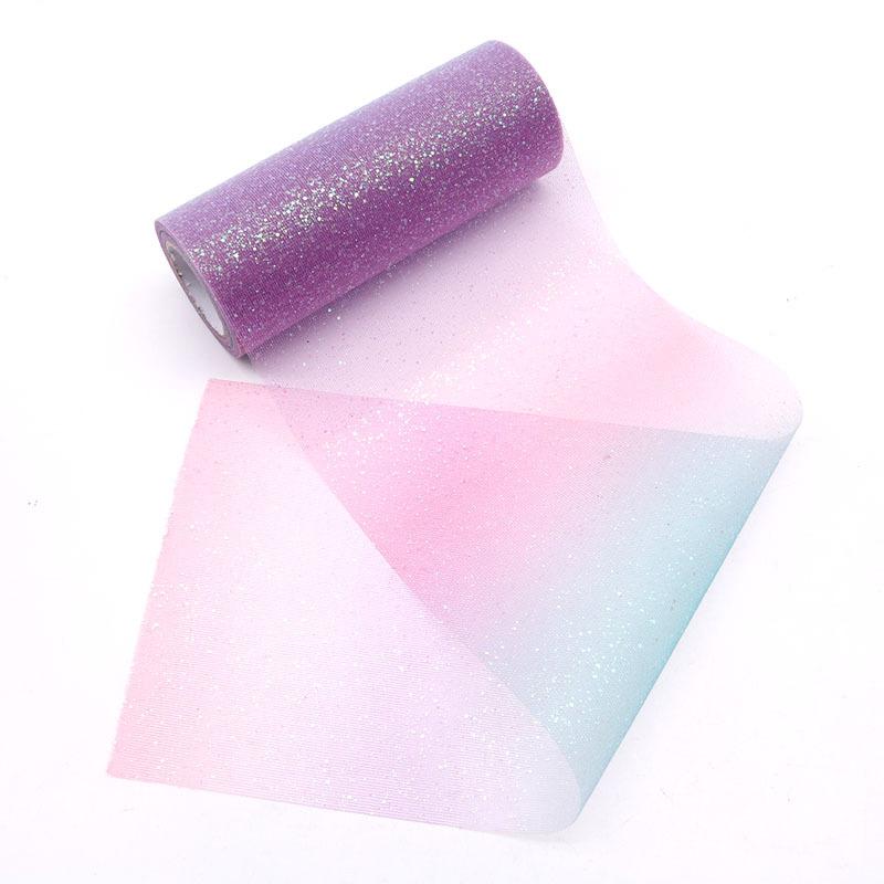 10 ярдов/рулон Радужный блестящий тюль в рулонах с блестками, кристаллами, органзой, прозрачная ткань, юбка-пачка с бантиками «сделай сам», свадебное украшение для дома