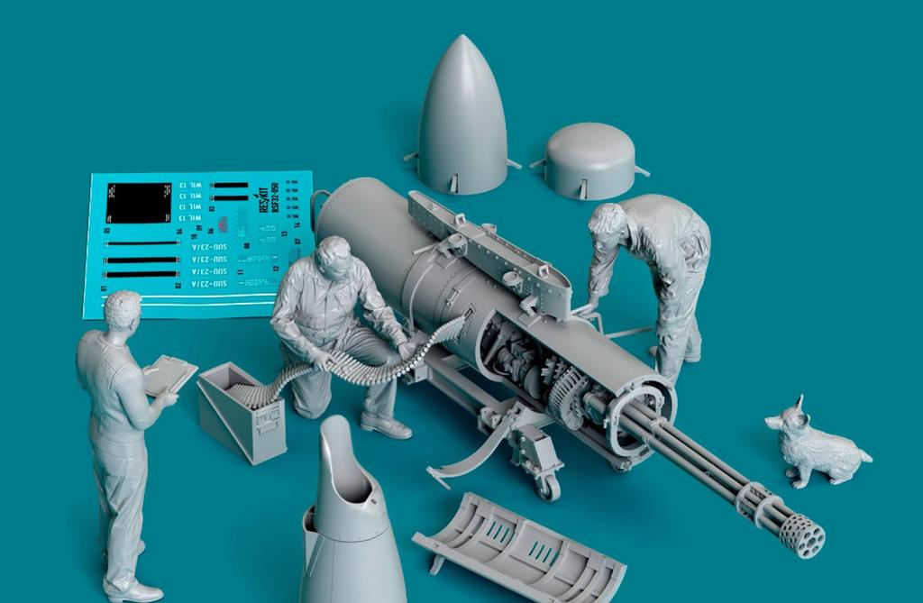 Reskit British Mechanic Gunpod Trolley 3D Printer Resin Kit 1/32 w/SUU-23 & "Type 1" (3 Pieces) RSKF32-0050 (Airplane)