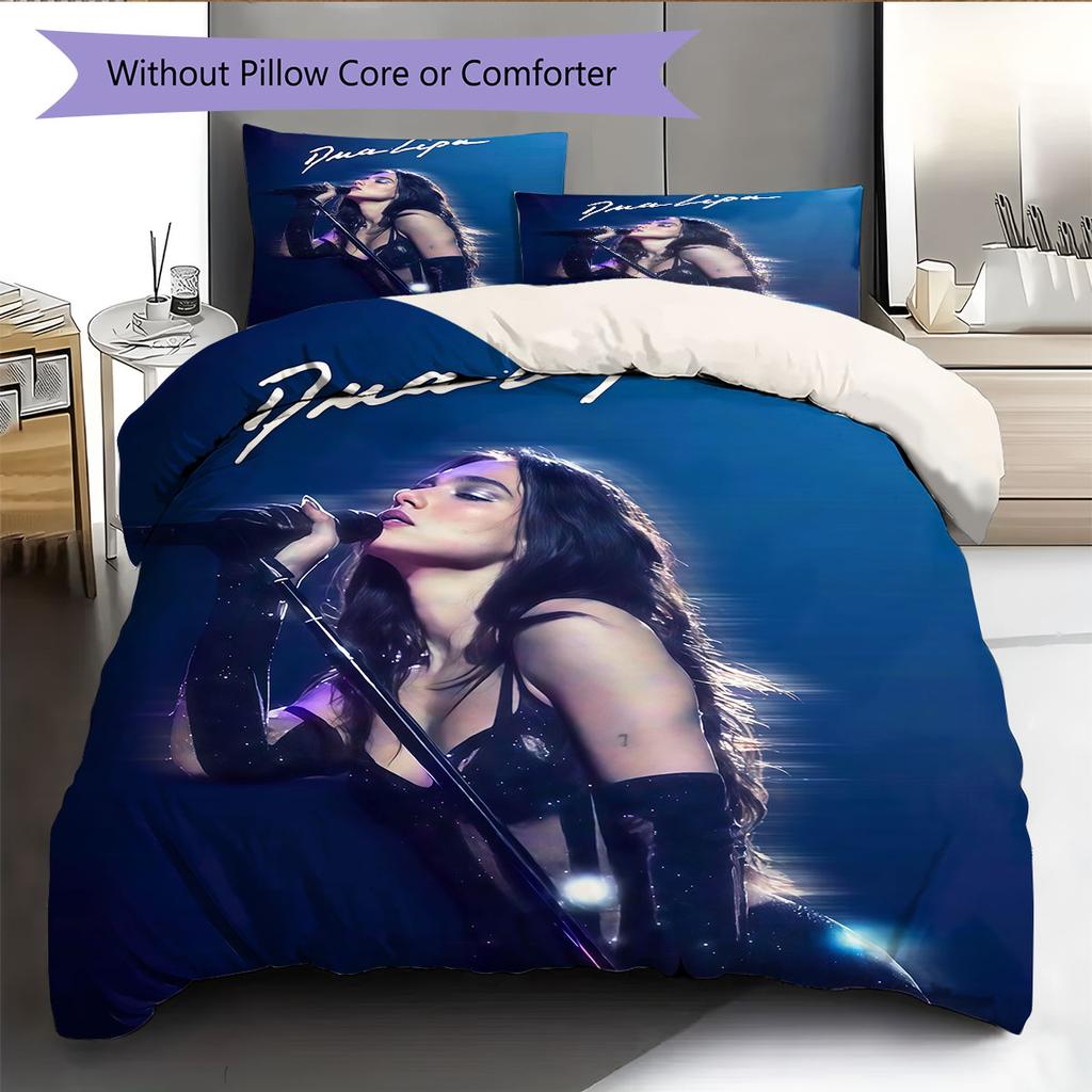 Dua Lipa Music Star Bedding Quilt Set Quilt Cover Pillowcase Home Decoration Birthday Gift (1 * duvet cover + 2 * pillowcase, without core)