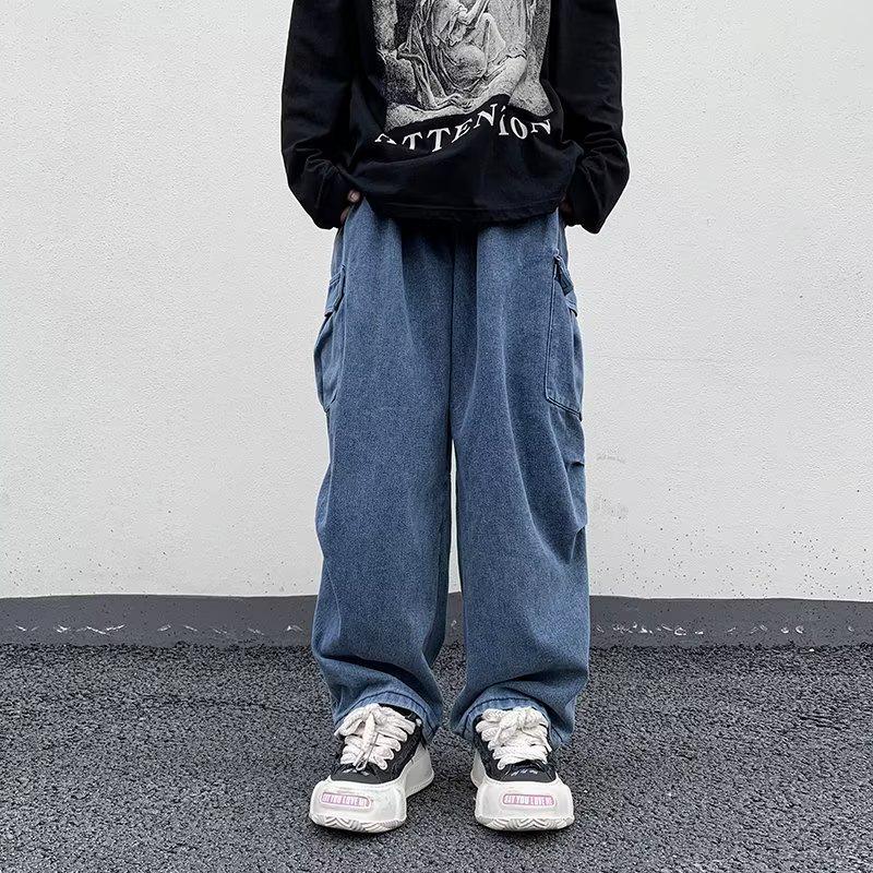 2023 Мужские прямые свободные повседневные джинсы на весну и осень