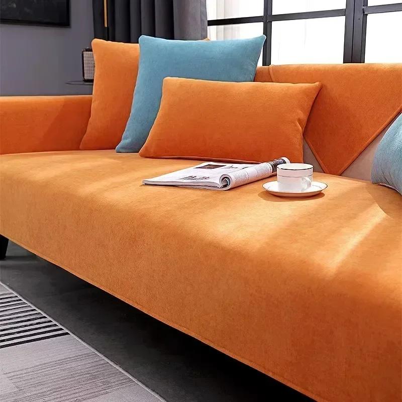 Four Seasons Chenille Sofa Mat Universal Non-Slip Sofas Cover L Shape Sofa Slipcover Chaise Couch Cushion Towel for Living Room