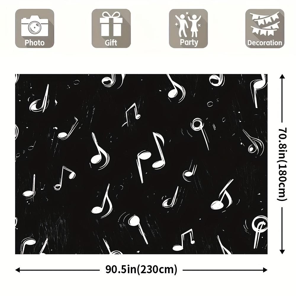 1 piece of Bobo-style music note background fabric, made of polyester, suitable for wedding and general decoration purposes