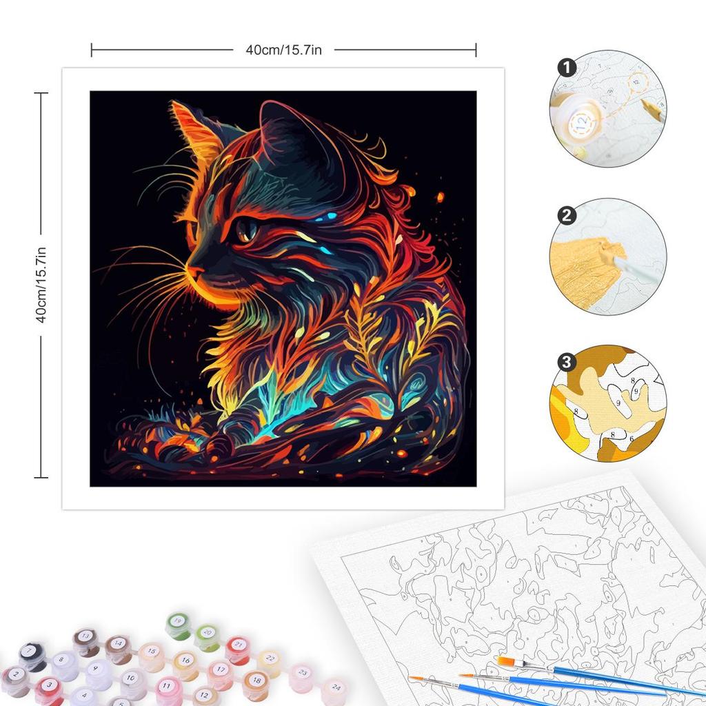 Рамка для рисования по номерам для взрослых, наборы красочных кошек, животных, картина, набор красок по номерам для украшения дома 40x40