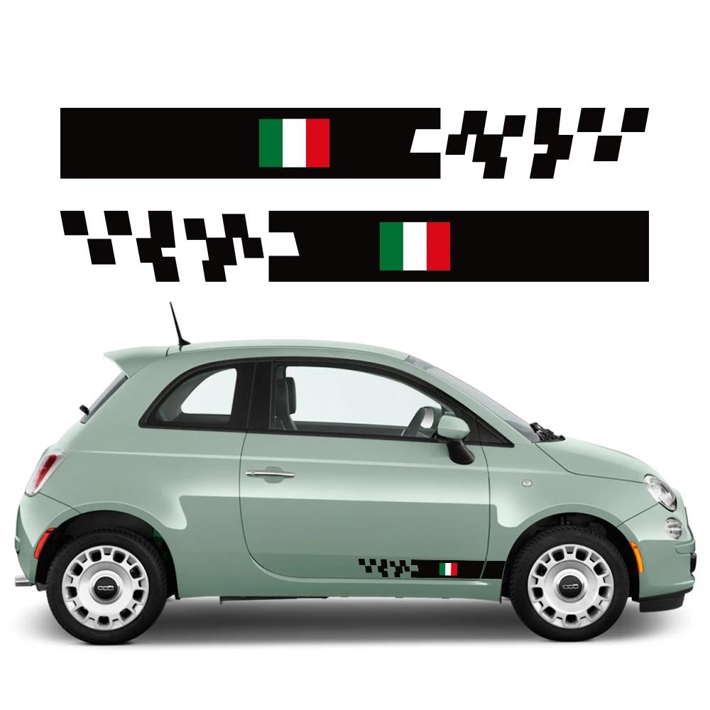 2 шт. Боковые наклейки на двери автомобиля для Fiat 500 Водонепроницаемая виниловая пленка Декоративные PVC наклейки Автостайлинг Внешние аксессуары для автомобиля
