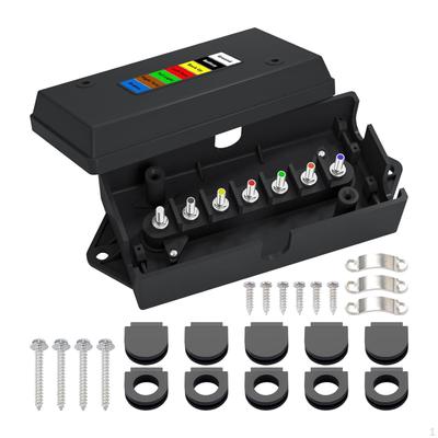 7-контактная распределительная коробка для прицепа, цветная маркировка, герметичная защита, подключение электрических проводов для
