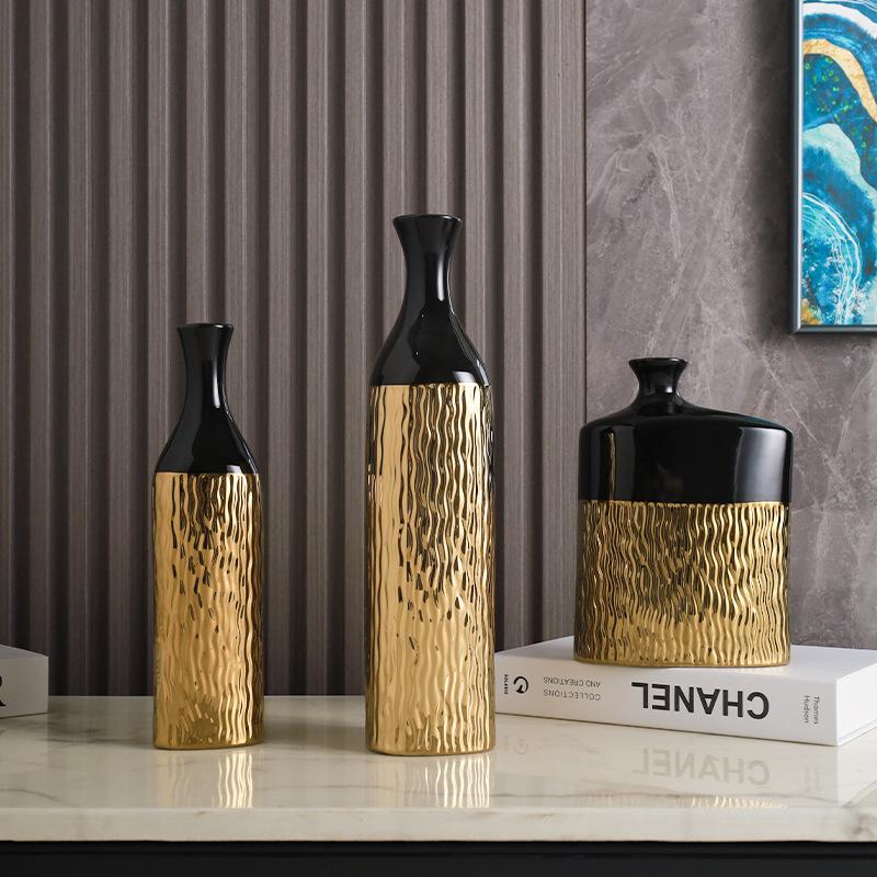 Nordic Light роскошные золотые керамические вазы высокого класса, индивидуальное украшение для гостиной, тумба под телевизор, креативное украшение для дома