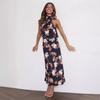 Women's Summer Elegant Fashion Long Dress Sexy Sleeveless Printed Hanging Neck Casual Dresses