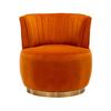 360 Degree Modern Swivel Chair Velvet Finish Comfortable Backrest Stable Structure Living Room Chairs Barrel Suitable for Bedroom Study, Orange Color