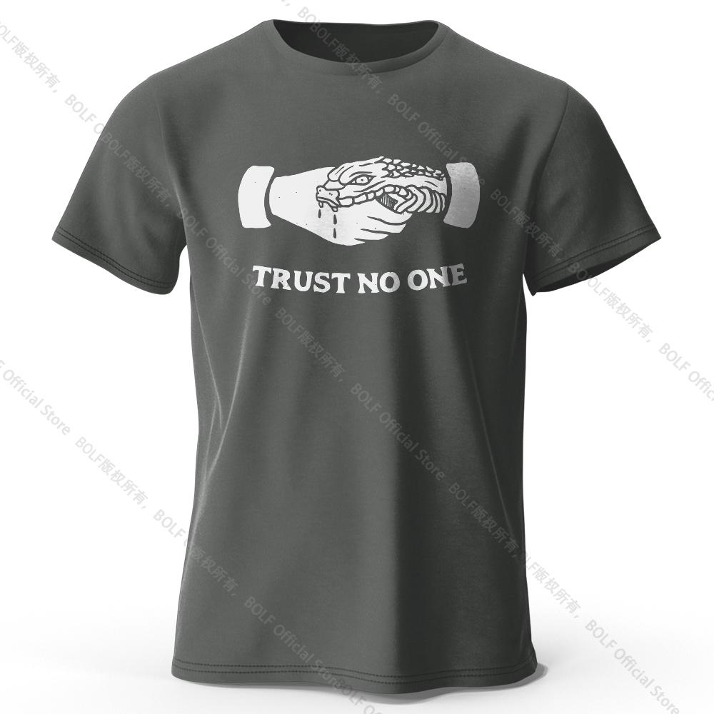 Футболка мужская Trust No One Printed из хлопка, 100% хлопок, Harajuku, свободные футболки с забавным принтом для мужчин и женщин, летние топы